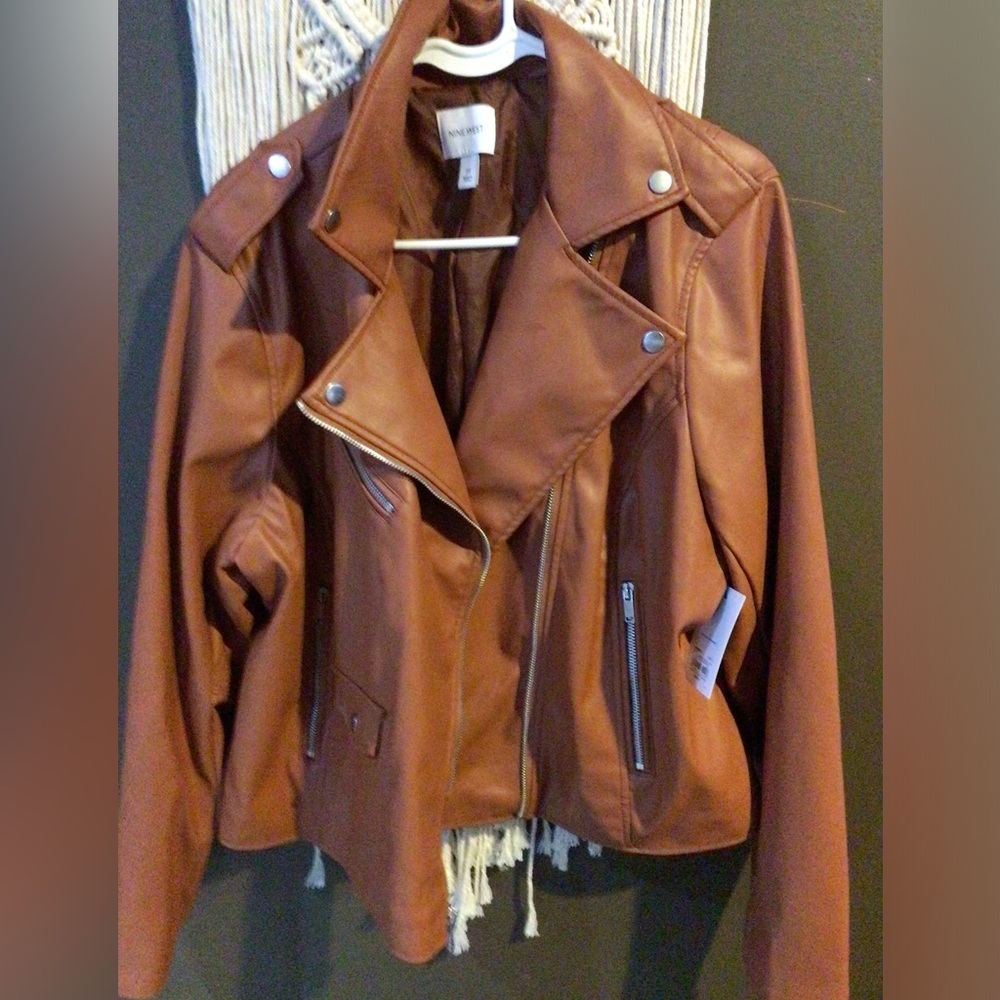 Nine West 1X faux leather moto jacket
